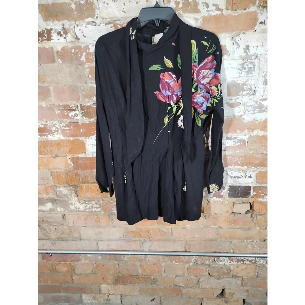 FREE PEOPLE Gemma Tunic Dress Mock Neck Open Back in Black Size Xs‎ - Picture 2 of 4